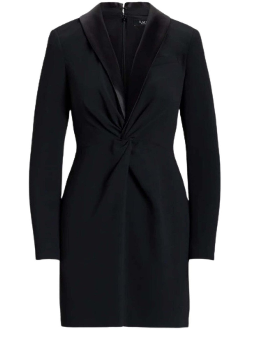 Lauren Ralph Lauren Black Satin-Trim Long Sleeve Dress